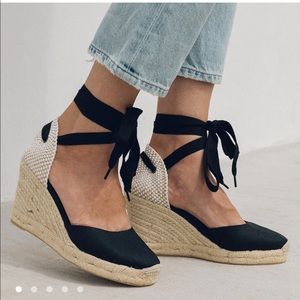 SOLUDOS Classic 3.5” Wedges Black Espadrille Sandals 6.5